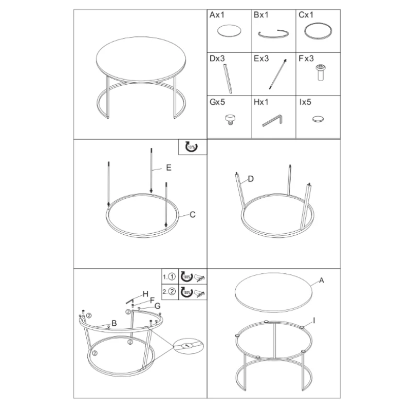 Журнальный столик FLORIDA C серое стекло/черный (к-кт) (19575-01)