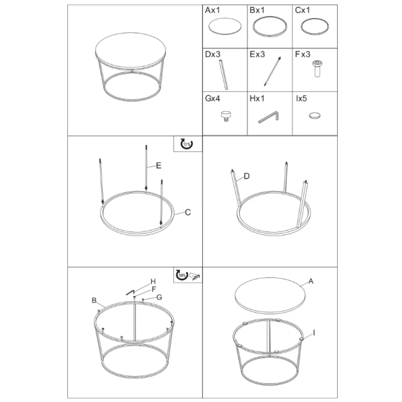 Журнальный столик FLORIDA B черный мат+белый мат эф.мрамора/черный (к-кт) (19574-01)
