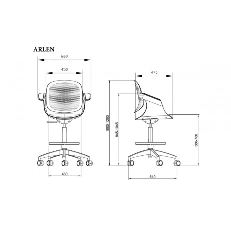 Крісло офісне ARLEN світло-бірюзове/сіра тканина/сірий каркас (22266-01)