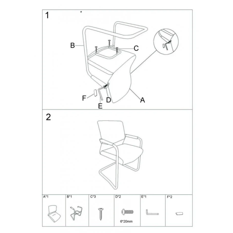Стул офисный ADOLF Черный / Хром металл (23055-01)