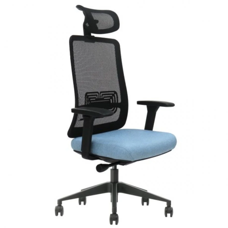 Офісне крісло TERRY чорне/синя тканина/чорний каркас (22273-01)