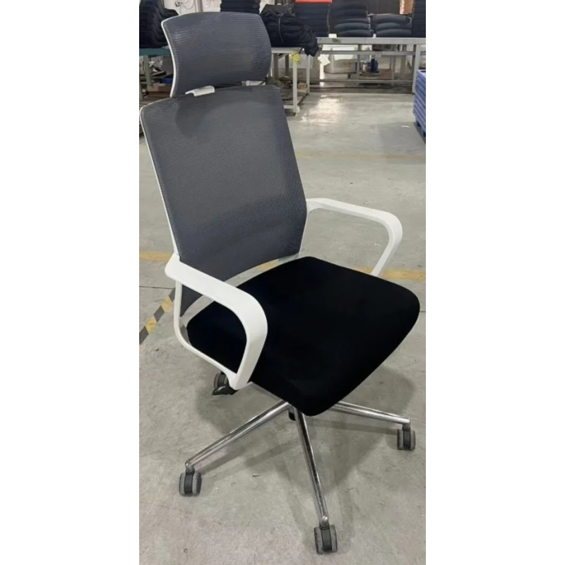 Кресло компьютерное поворотное WIND серое/черное/белый каркас (20020-01)