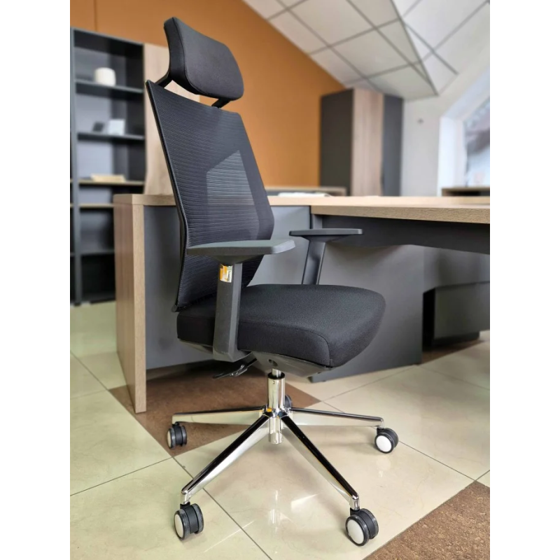 Кресло компьютерное ICAR Черное / Хром (20142-01)