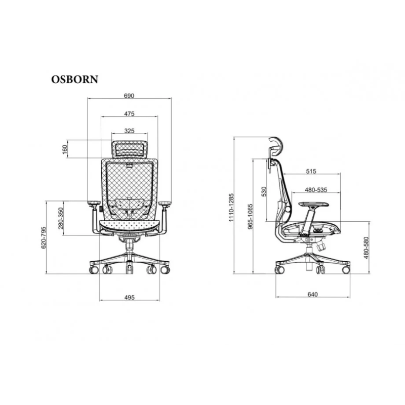 Кресло офисное OSBORN черная ткань/черный каркас (22260-01)
