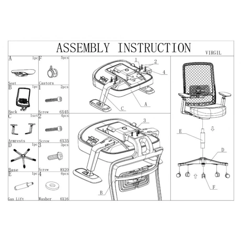 Кресло офисное VIRGIL серая ткань/серый каркас (22267-01)