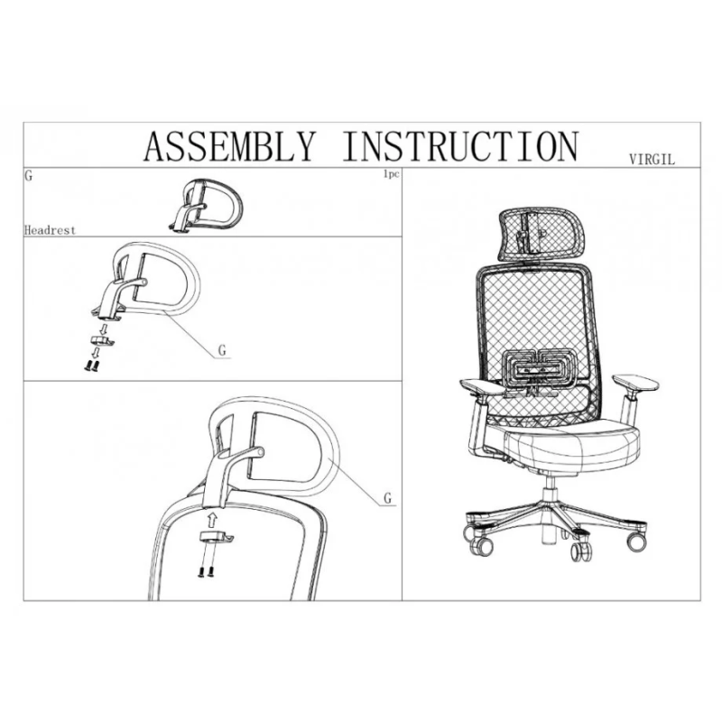 Кресло офисное VIRGIL серая ткань/серый каркас (22267-01)