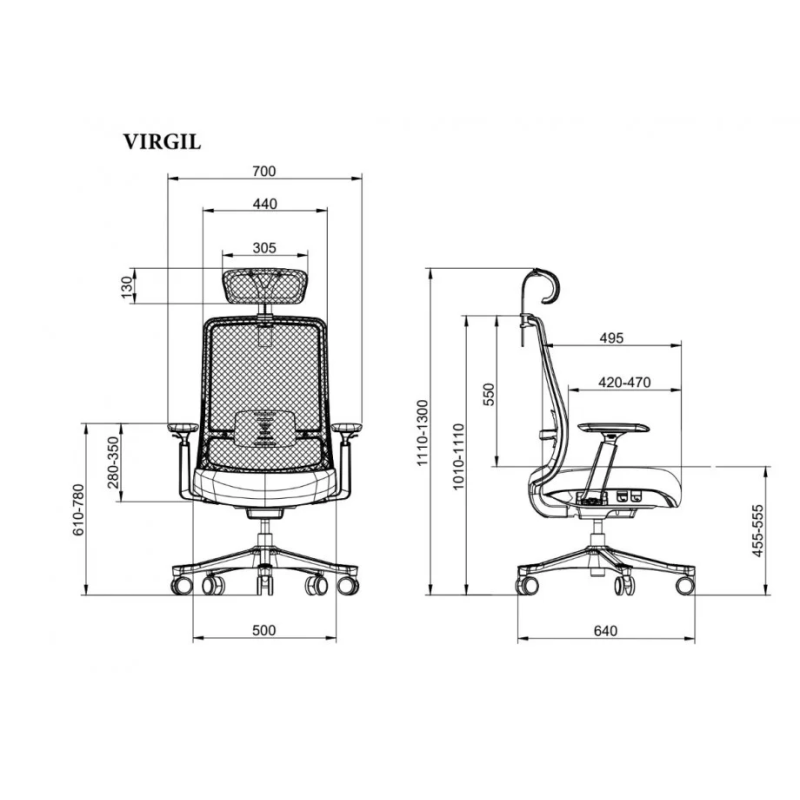 Кресло офисное VIRGIL черная ткань/черный каркас (22270-01)