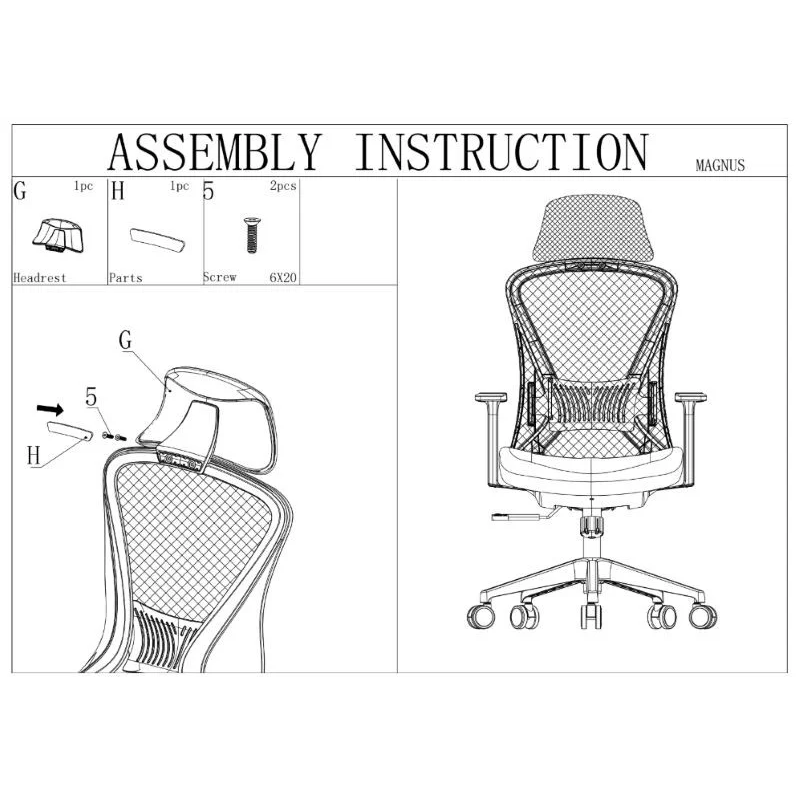Кресло офисное MAGNUS серая ткань/черный каркас (22252-01)