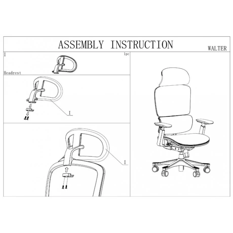 Кресло офисное WALTER черная сетка/черный каркас (22249-01)