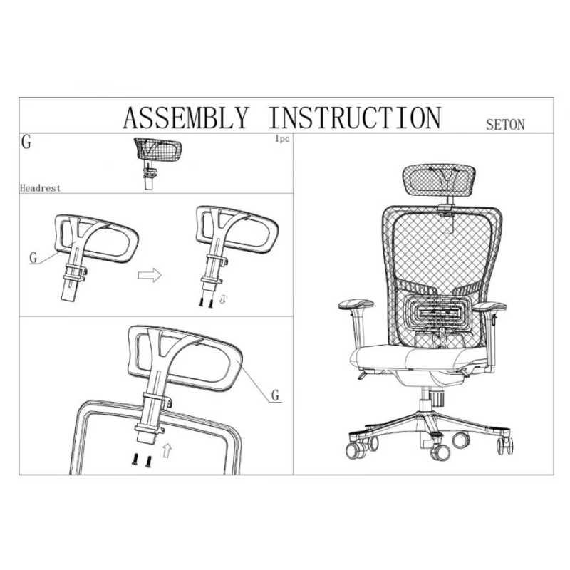 Кресло офисное SETON темно-серая ткань/серый каркас (22259-01)