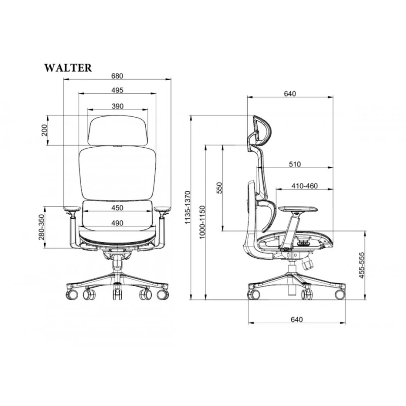 Кресло офисное WALTER черная ткань/алюминий (22251-01)