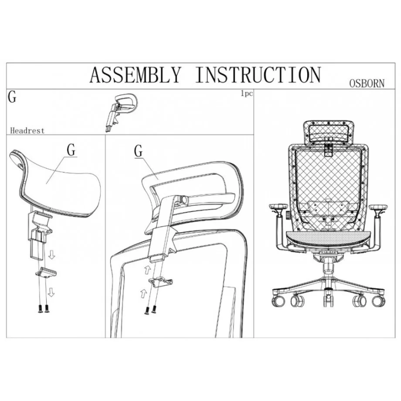 Кресло офисное OSBORN серая ткань/серый каркас (22262-01)