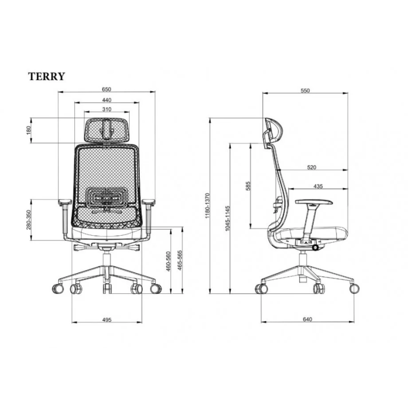 Офісне крісло TERRY чорне/синя тканина/чорний каркас (22273-01)
