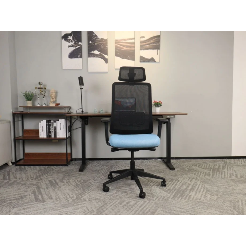 Офісне крісло TERRY чорне/синя тканина/чорний каркас (22273-01)