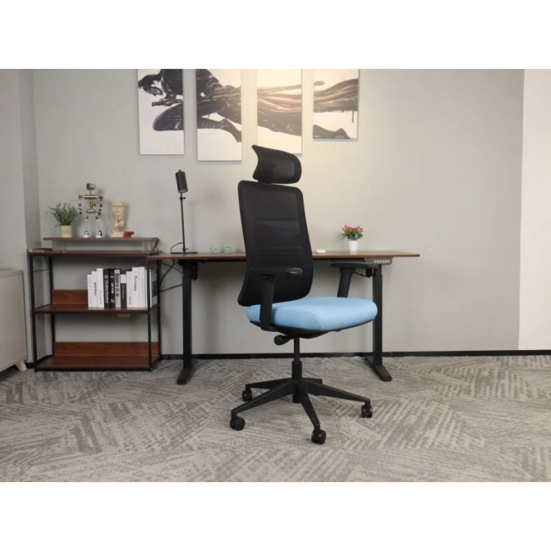 Офісне крісло TERRY чорне/синя тканина/чорний каркас (22273-01)