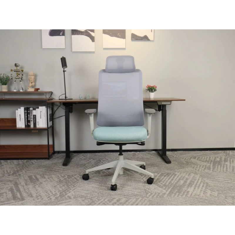 Офисное кресло TERRY серое/зеленая ткань/серый каркас (22254-01)