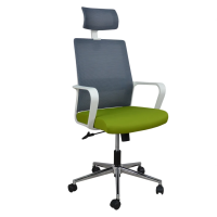Кресло компьютерное поворотное WIND серое/зеленое/белый каркас (20021-01)