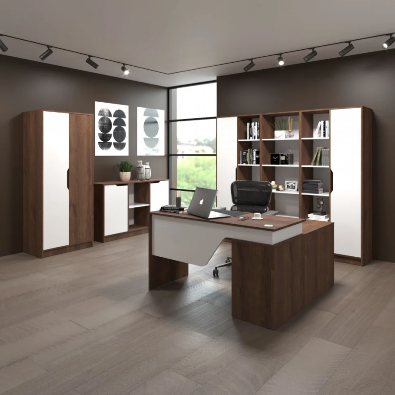 Шкаф с открытыми полками NORD A/L Дуб Экспрессив Бронзовый/Белый Бриллиант (19443-01)