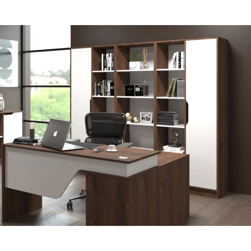 Шкаф с открытыми полками NORD A/L Дуб Экспрессив Бронзовый/Белый Бриллиант (19443-01)