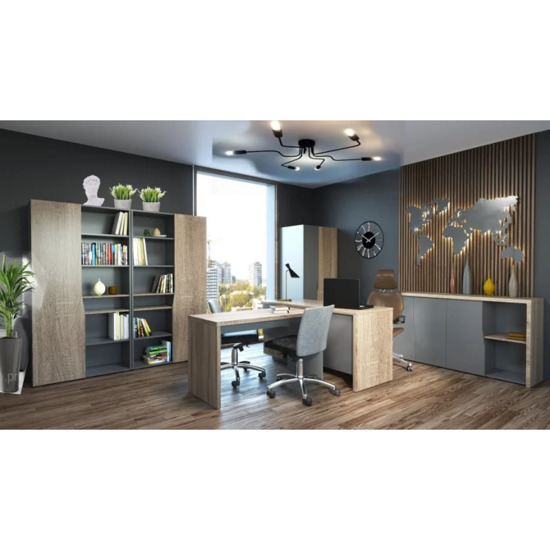 Шкаф с открытыми полками Connect A левый Дуб Сонома Трюфель + Антрацит (696-01)