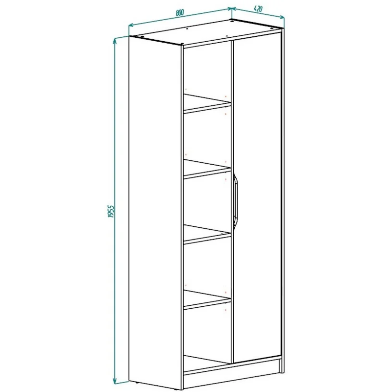 Шкаф с открытыми полками NORD A/R Дуб Экспрессив Бронзовый/Белый Бриллиант (19449-01)