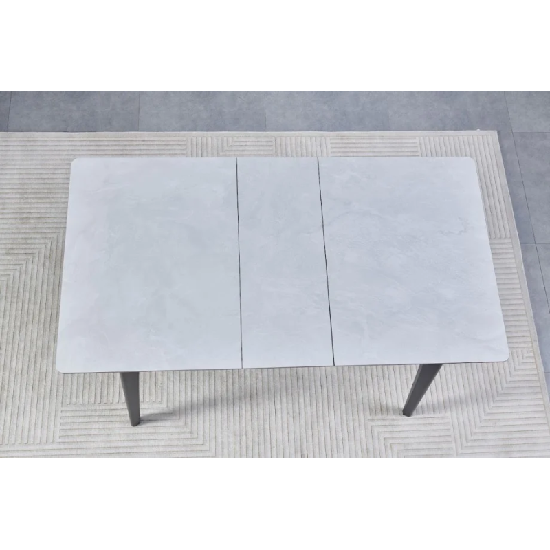Стол обеденный раскладной BERLIN CERAMIC 111(140)*75 серый глянец / черный каркас (19644-01)
