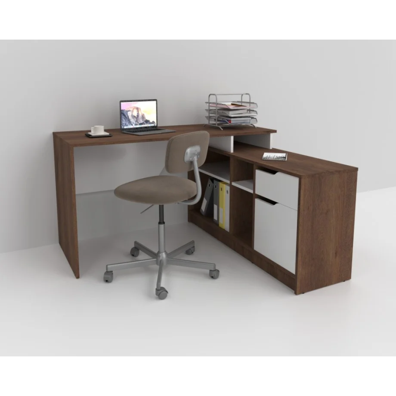 Cтол письменный NORD 1R Дуб Экспрессив Бронзовый / Белый Бриллиант (19439-01)