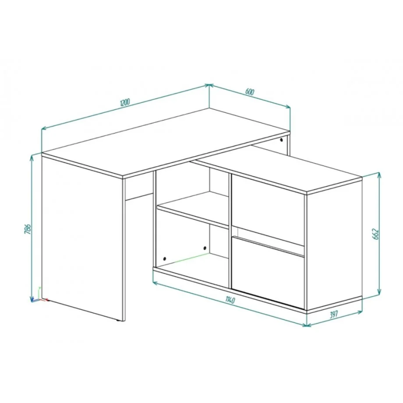 Стол письменный угловой TWIN DA 120x60 Дуб артизан/Антрацит (22945-01)