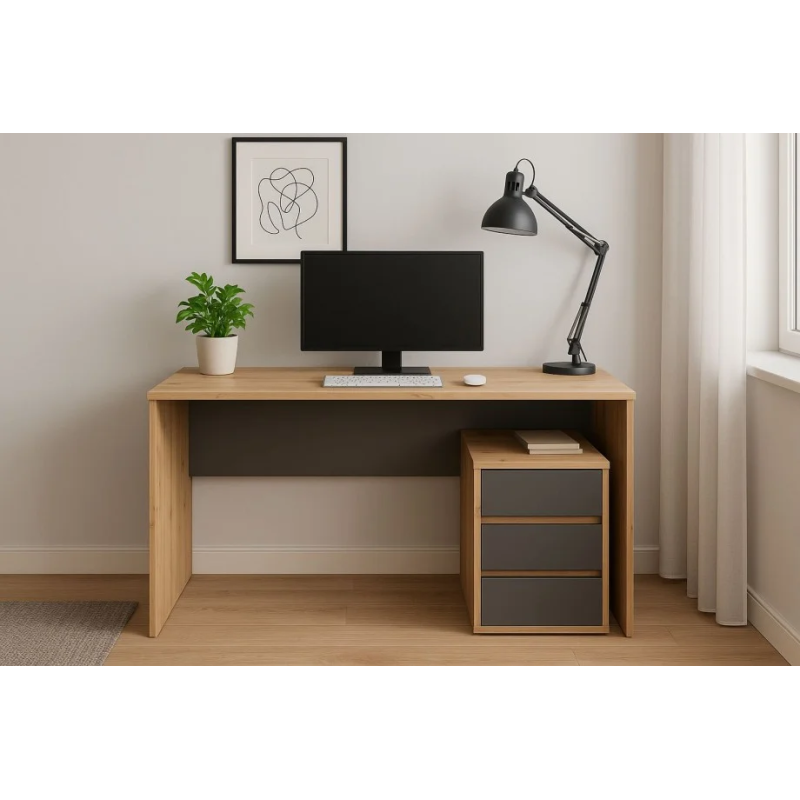 Компьютерный стол VICTOR D/А 120х60 Дуб артизан / Антрацит (22721-01)