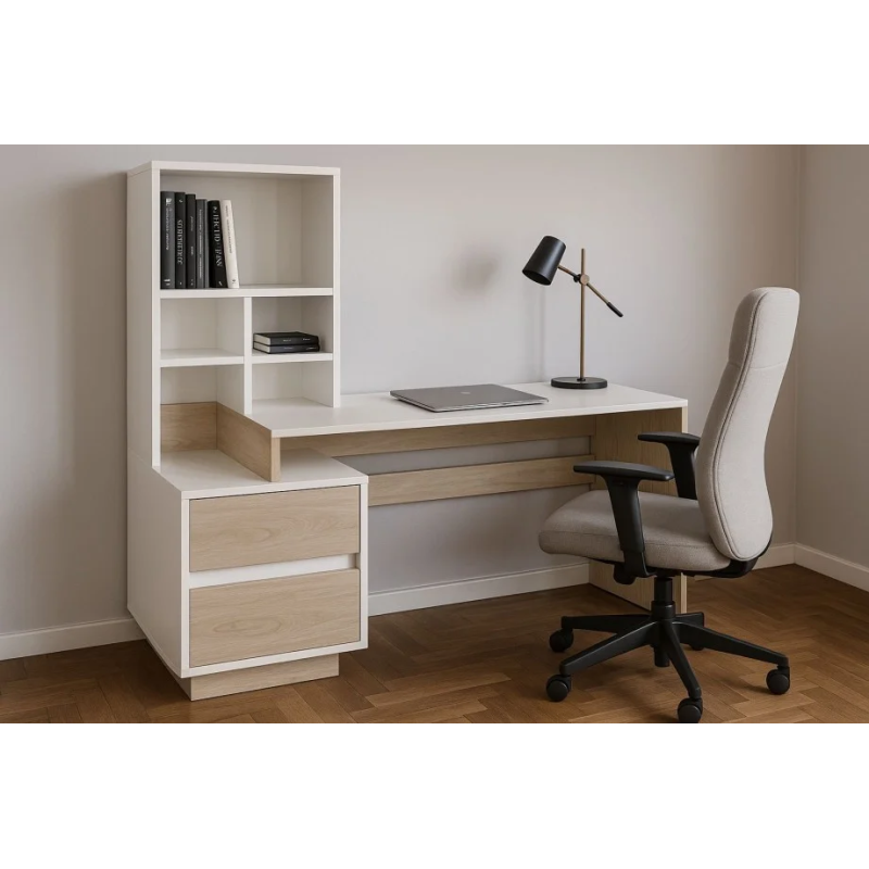 Компьютерный стол HECTOR_B/G_L 150х60 Белый бриллиант / Гикори рокфорд светлый (22736-01)