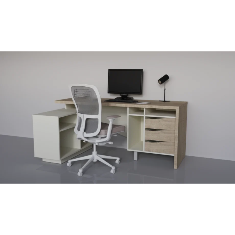 Письменный стол CONNECT 2 L SK 180×78 см. Дуб кремона котта / Стоун беж (23041-01)