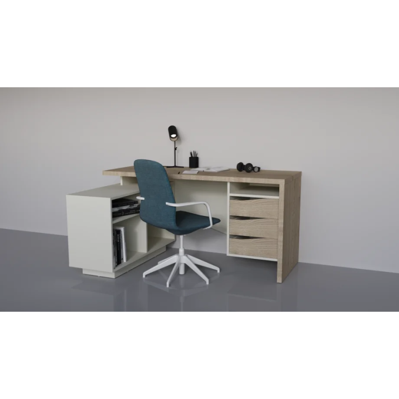 Письменный стол CONNECT 3 L SK 157×78 см. Дуб кремона котта / Стоун беж (23049-01)