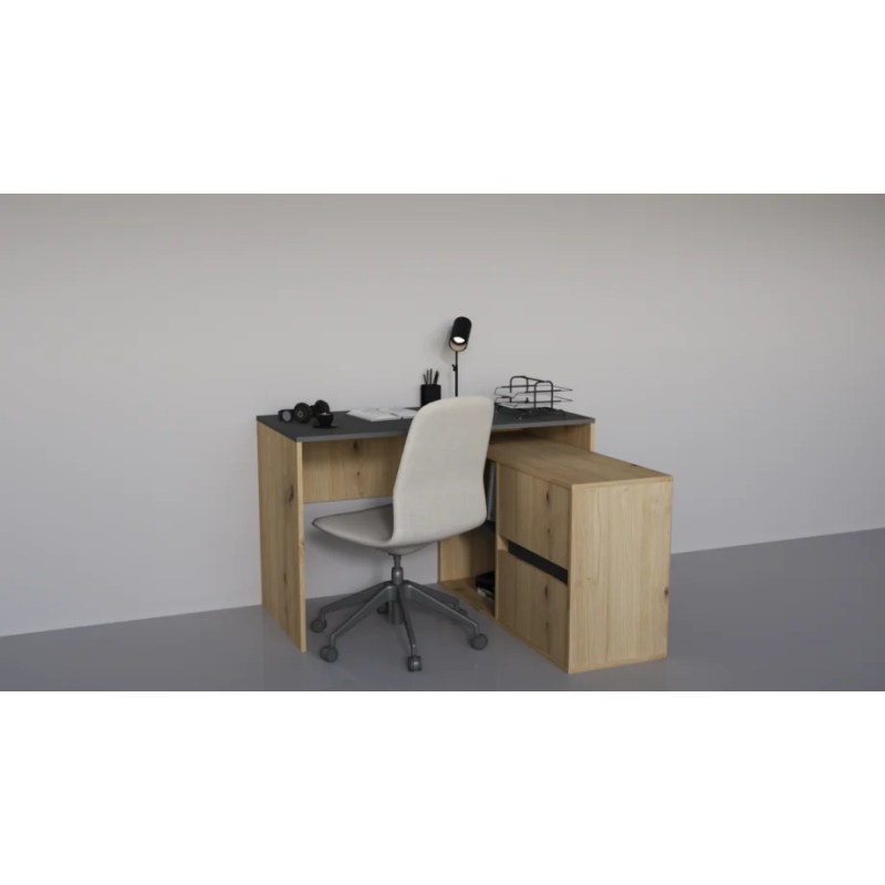 Стол письменный угловой TWIN DA 120x60 Дуб артизан/Антрацит (22945-01)