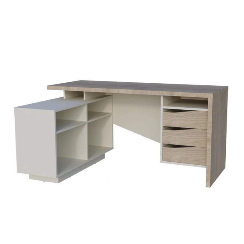 Письменный стол CONNECT 3 L SK 157×78 см. Дуб кремона котта / Стоун беж (23049-01)