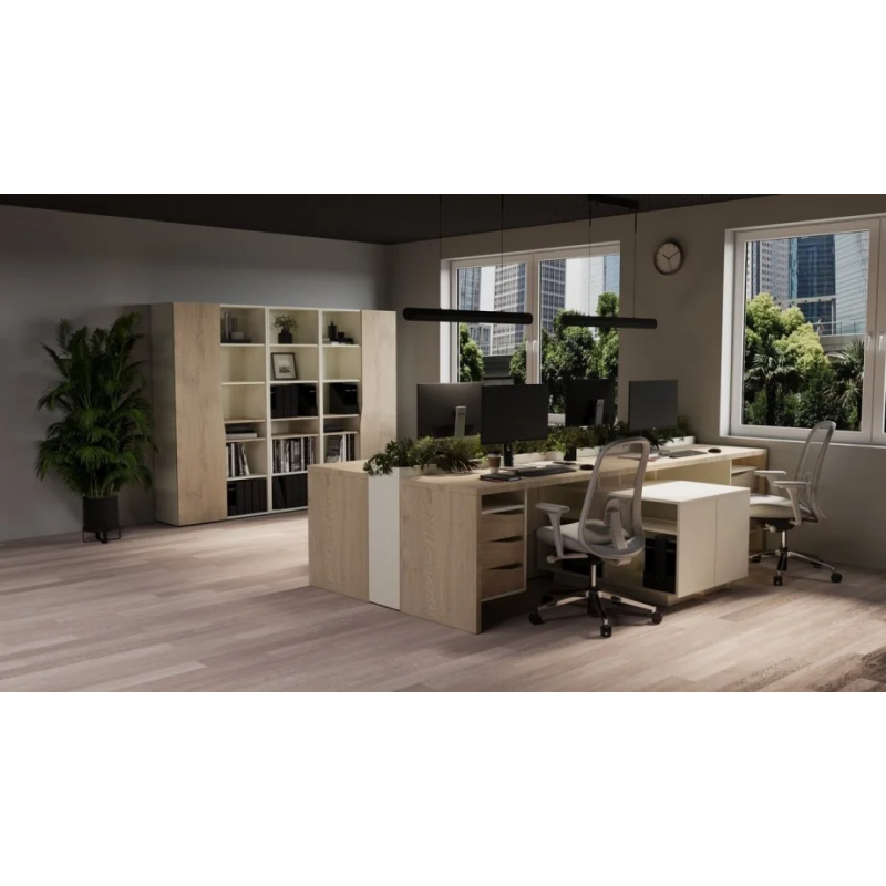 Письменный стол CONNECT 1 R SK 190×78 см. Дуб кремона котта / Стоун беж (23042-01)