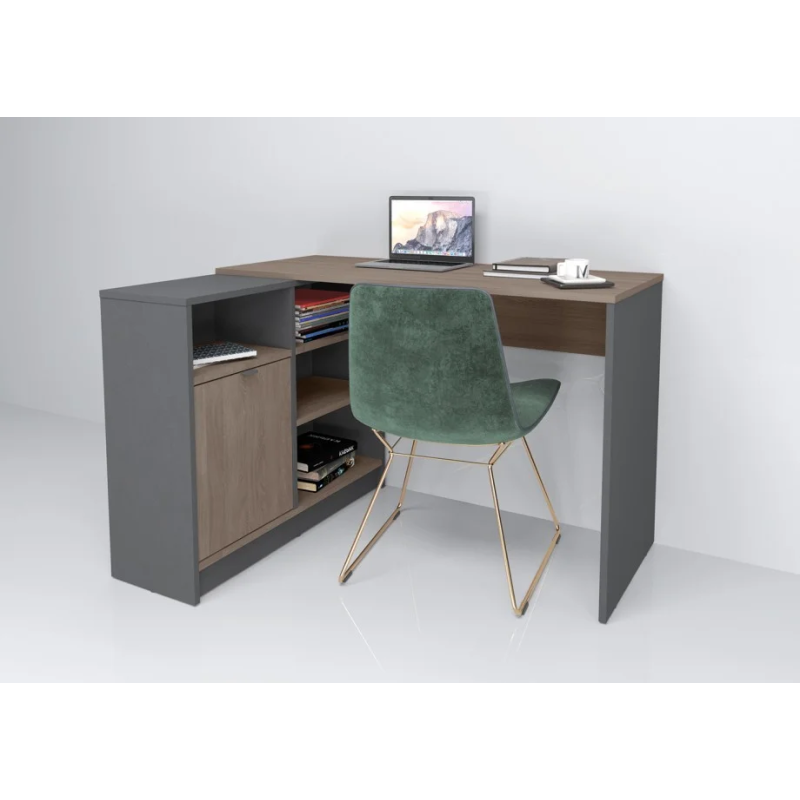 Компьютерный стол угловой Optima 120х92 Дуб винтаж оксид / Антрацит левый (3662-01)