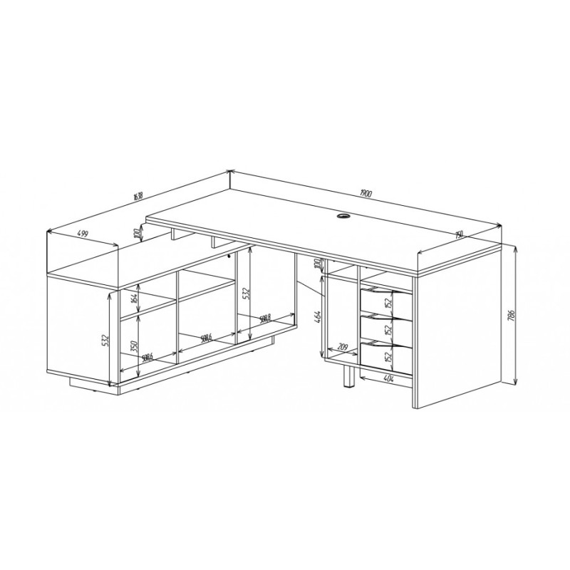 Компьютерный стол угловой Connect 1 Дуб Сонома Трюфель / Антрацит левый (3534-01)