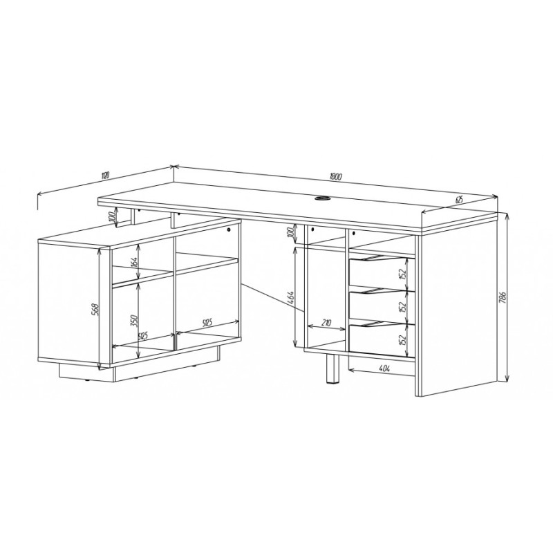 Компьютерный стол Connect 2 Дуб Сонома Трюфель / Антрацит правый (679-01)