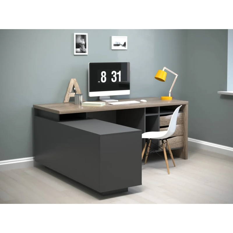 Компьютерный стол угловой Connect 1 Дуб Сонома Трюфель / Антрацит левый (3534-01)