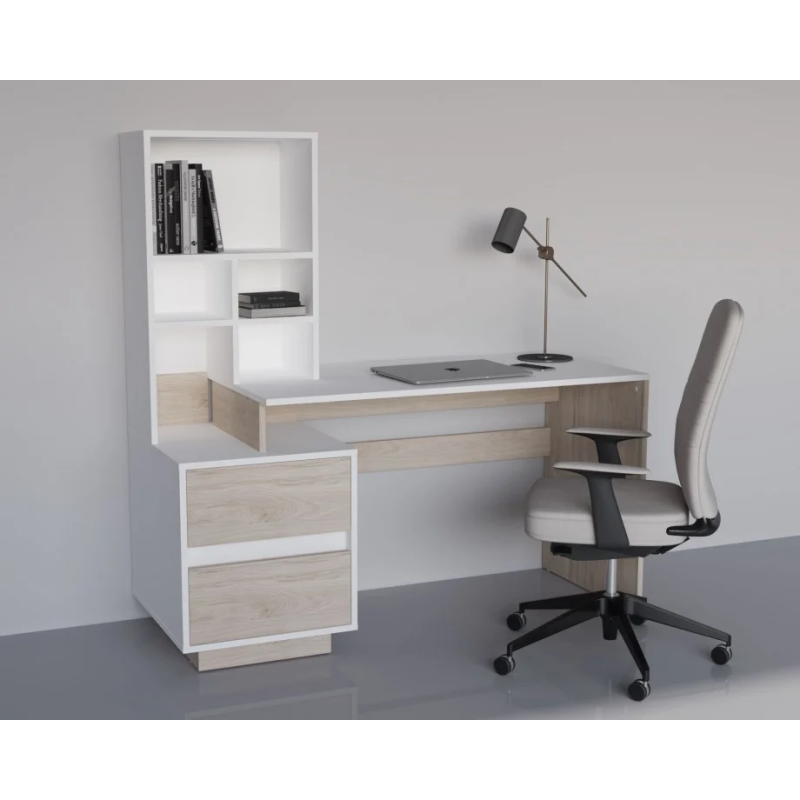 Компьютерный стол HECTOR_B/G_L 150х60 Белый бриллиант / Гикори рокфорд светлый (22736-01)