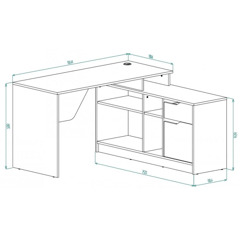 Cтол письменный NORD 1R Дуб Экспрессив Бронзовый / Белый Бриллиант (19439-01)