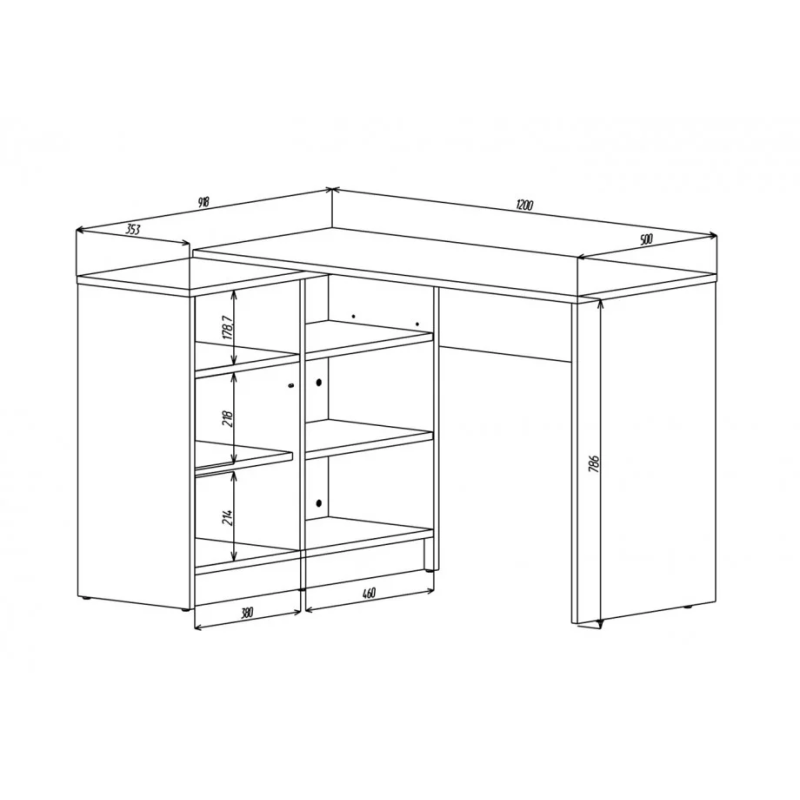 Компьютерный стол угловой Optima 120х92 Дуб винтаж оксид / Антрацит левый (3662-01)