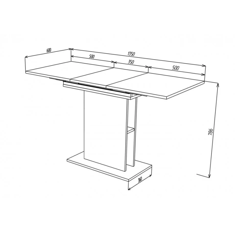 Стол обеденный раскладной Stoun 100(135)x60 см Белая Аляска / Латте (8301-01)