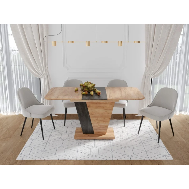 Стол кухонный раскладной FOREST D/A Дуб золотой крафт / Ателье темное 120(160)x80 (18897-01)