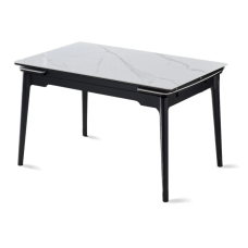 Стол обеденный раскладной BONN CERAMIC 130(180)*80 белый глянец/черный каркас (20036-01)