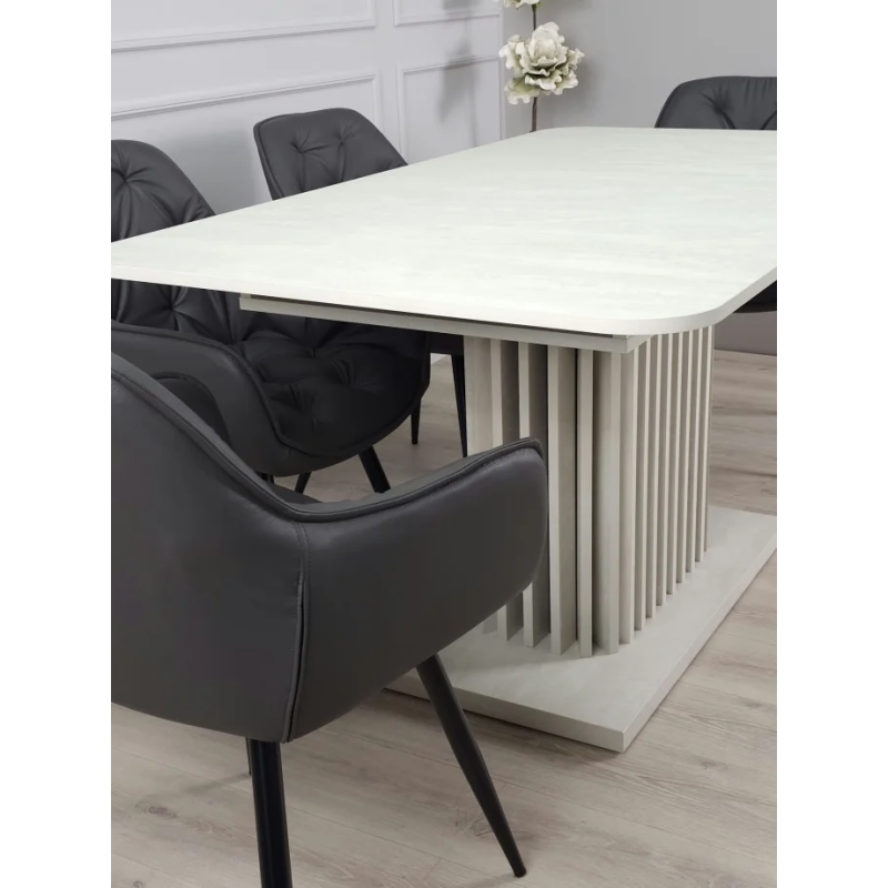 Стол обеденный раскладной CASANDRA S/A MAX 160(210)x90 шелковый камень/антрацит (19635-01)