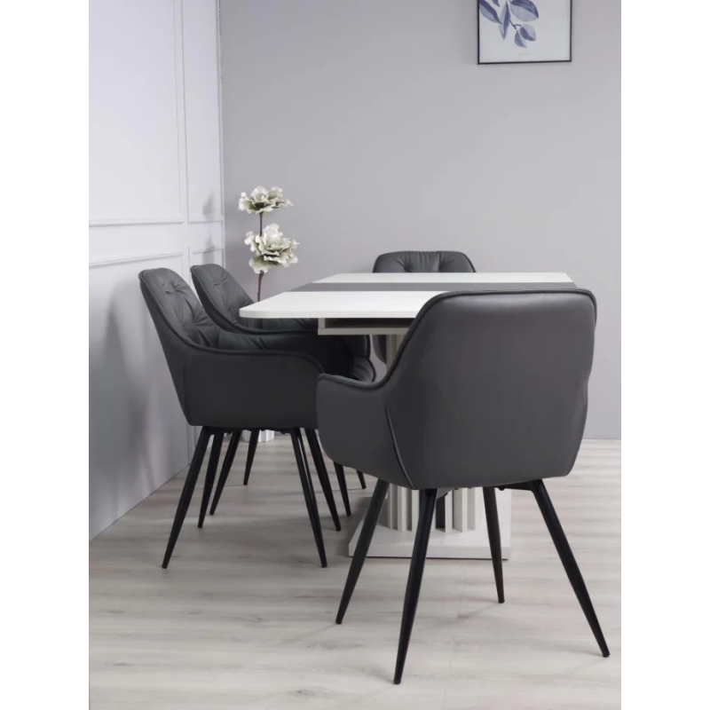 Стол обеденный раскладной CASANDRA S/A MAX 160(210)x90 шелковый камень/антрацит (19635-01)