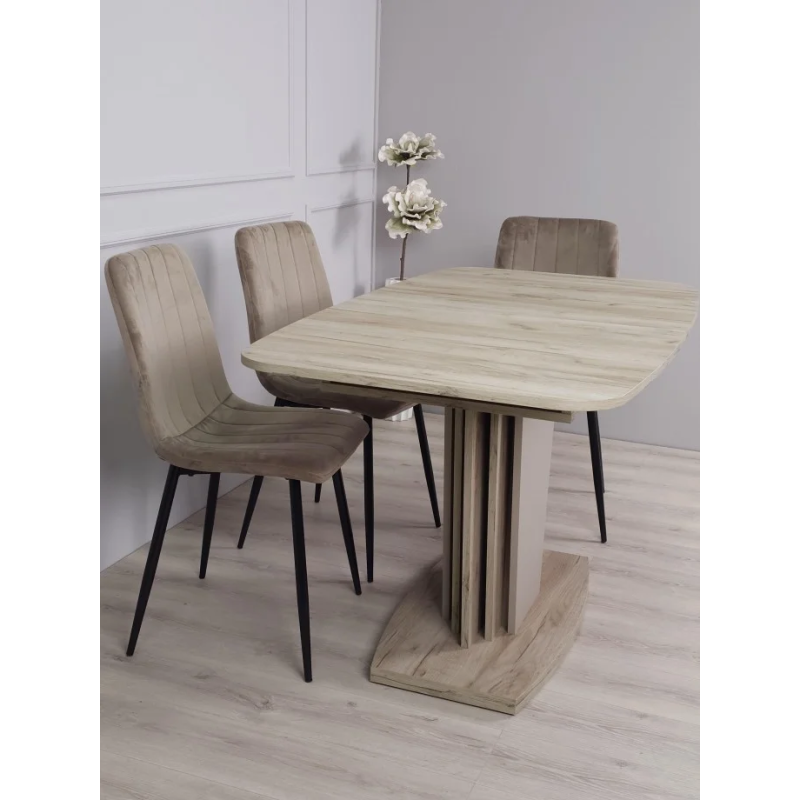 Стол кухонный раскладной AVALON_DL Дуб крафт серый Латте 140(180)х80 (19424-01)