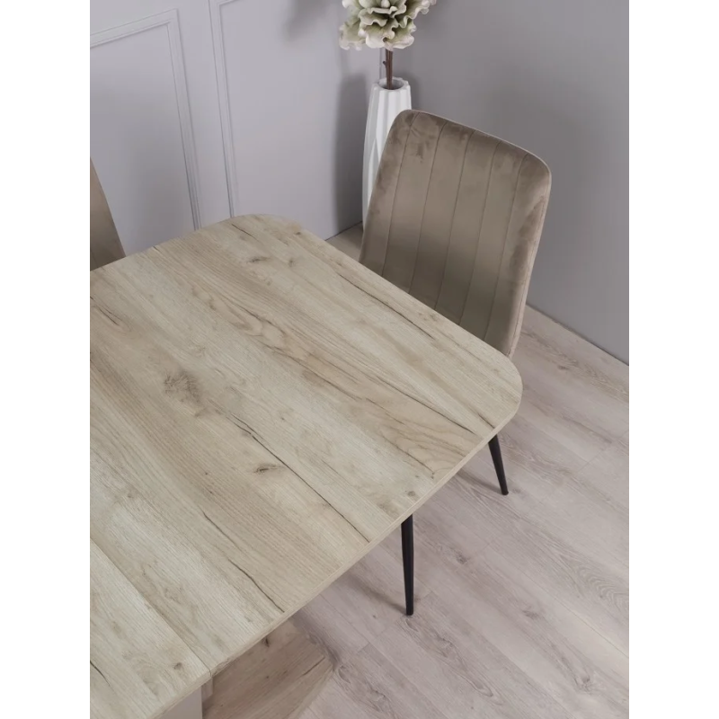 Стол кухонный раскладной AVALON_DL Дуб крафт серый Латте 140(180)х80 (19424-01)