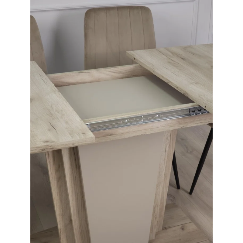 Стол кухонный раскладной AVALON_DL Дуб крафт серый Латте 140(180)х80 (19424-01)